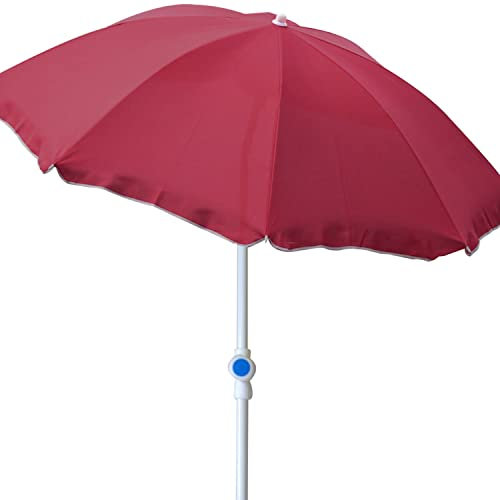 FineHome D&S Vertriebs Parasol de plage inclinable en polyester avec protection UV Rouge Ø 2 m