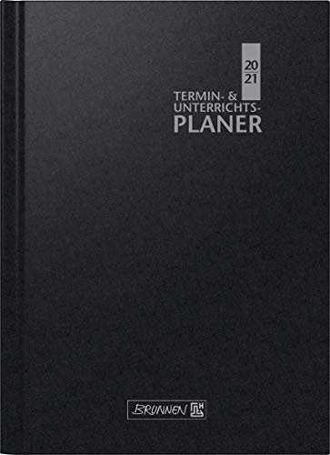 BRUNNEN 1075760901 Wochenkalender/Lehrerkalender, Termin- & Unterrichtsplaner 2020/2021, 2 Seiten = 1 Woche , Überformat A4: 23 x 29,7 cm , Baladek-Einband , schwarz