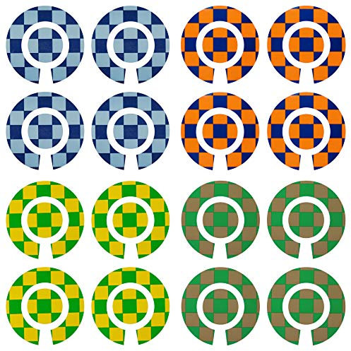 Acclaim Lawn Bowls Identification Stickers Markers Standard 5.5 cm Diameter 4 Full Sets Of 4 Self Adhesive Two Colour Large Check Mixed Colours (C)