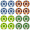 Acclaim Lawn Bowls Identification Stickers Markers Standard 5.5 cm Diameter 4 Full Sets Of 4 Self Adhesive Two Colour Large Check Mixed Colours (C)