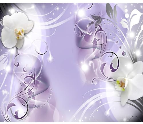 decomonkey Fototapete Blumen Abstrakt 400x280 cm XXL Tapete Wandbild Bild Fototapeten Tapeten Wandtapete Wandtapeten Orchidee Ornament