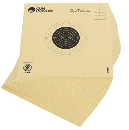 OpTacs - Luftgewehrscheibe 10 x 10 cm - Zielscheibe Luftgewehr Luftpistole Schießscheibe für Training und Wettkampf - 50er Pack