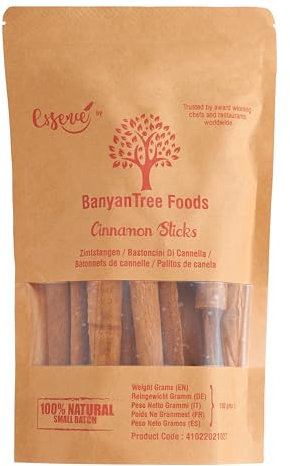 BanyanTree Foods Zimtstangen | Zimt stangen | Zimt ganz| Zimtlocken | Cinnamon Sticks 100g ~ Ganz natürlich | Ideal zum Backen, für Desserts, Wein und Kochen