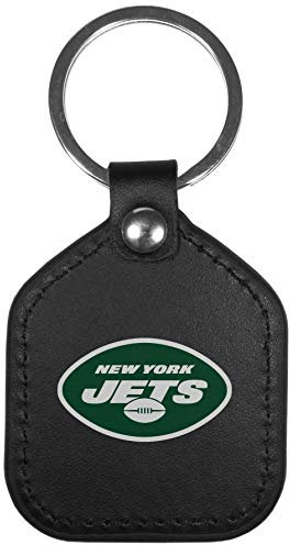 Siskiyou Sports NFL New York Jets Unisex Leder Quadratische Schlüsselanhänger, Schwarz, Einheitsgröße