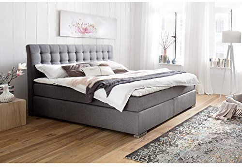 Meise Möbel - Boxspringbett LENNO Boxspring - Hugo 11 Grau, 160x200 cm, 7-ZonenTonnentaschenfederkern 350 H2-3