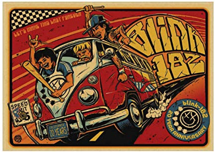 BLAIISRY Leinwanddruck Blink 182 Rockband Kraft Retro Punkrock Poster Europäisches Und Amerikanisches Musikteam Retro Poster Wanddekor Bild Ly499Bw 40X60Cm Ohne Rahmen
