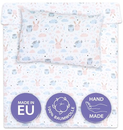 Totsy Baby Housse de Couette Enfant 90x120 cm - Coton Linge de lit pour Enfants Parure avec Housses de Couette 90 x 120 cm et taie d’Oreiller 40 x 60 cm pour bébé Lits Oeko-Tex