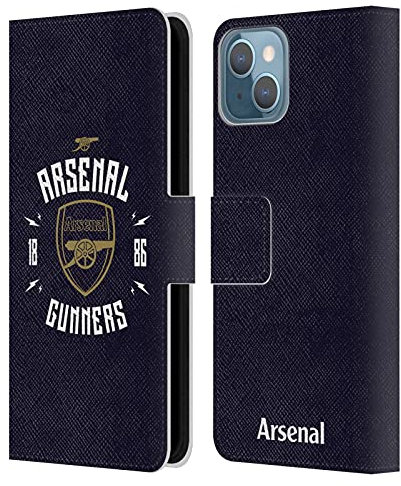 Head Case Designs Officially Licensed Arsenal FC Gunners Typography Leather Book Wallet Case Cover Compatible With Apple iPhone 13