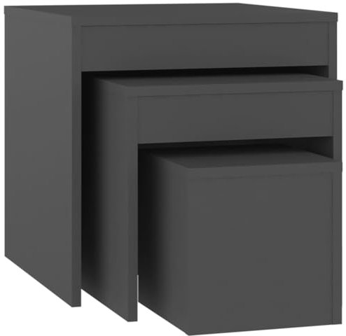 vidaXL Satztische 3-TLG. Couchtisch Beistelltisch Wohnzimmertisch Kaffeetisch Sofatisch Teetisch Tisch Wohnzimmer Nachttisch Grau Holzwerkstoff