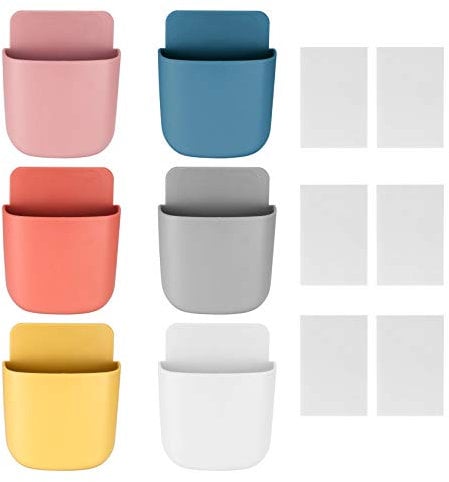 Ewwtrey 6 Piezas Organizador Mando a Distancia, Cajas Almacenamiento, Soporte de Pared de Control Remoto, Multifuncional Montaje en Pared de Teléfono Celular Control Remoto para Teléfono Móvil