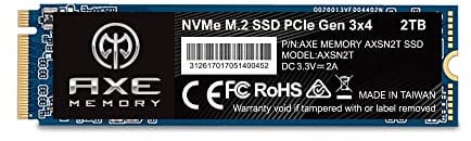 AXE MEMORY 2TB NVMe M.2 2280 PCIe Gen 3x4 Internal SSD Solid State Drive