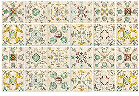 Autoadesivi Adesivi per Piastrelle Motivo beige 10 X 10cm (24 pcs) Impermeabile PVC Decorazione,Adesivi da parete autoadesivi 3D per Cucina Scale Stile