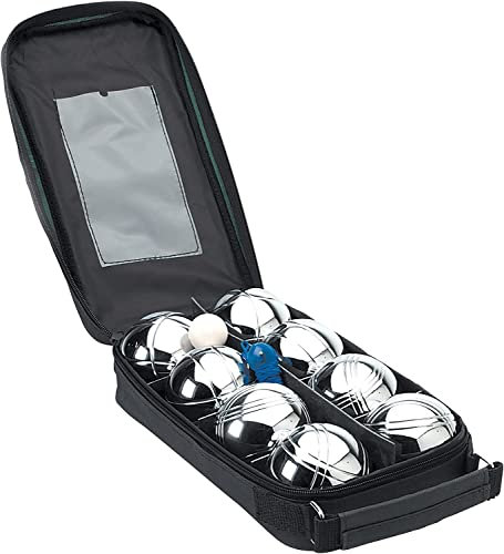 Unibos | Large Steel Boules 8pc Set| Classic Family Outdoor Games | Jack and Bowls Carry Holder | Rust-Free Protection | Pentanque Set | Summer Fun | French Boules Game | Carry Case- CHROME