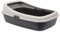 High Sided Large Plastic Cat Litter Tray Box. Removable High Rim. Low Entrance. (Beige & Brown)