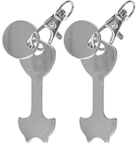 Déclencheur de caddie universel pour tous les caddies, 2 pièces, en acier inoxydable, porte-clés avec mousqueton et jeton de caddie, jeton de déverrouillage de caddie détachable