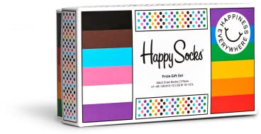 Happy Socks 3 Paare Pride Socken Geschenk Box, Farbenfroh Glitter, LGBTQ Rainbow Flag, Gay Parade, Unisex, Größe 41-46