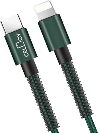 CellJoy Type C to 8 pin Nylon Braided 1M/2M Quick Charger Fast Long Charging Cable Compatible with iPhone 14 13 12 11 Pro Max Mini XR XS 8 Plus