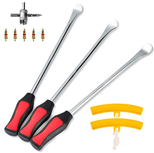 TINGJS Reifenheber Reifen Montiereisen Reifenheber Montierhebel Werkzeug mit 3 Tire Spoons 2 Felge Protektoren für Motorrad/Fahrrad/Wagen Reifen 29,5 cm