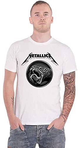 Metallica T Shirt Schwarz Album Poster Band Logo Nue offiziell Unisex Weiß S