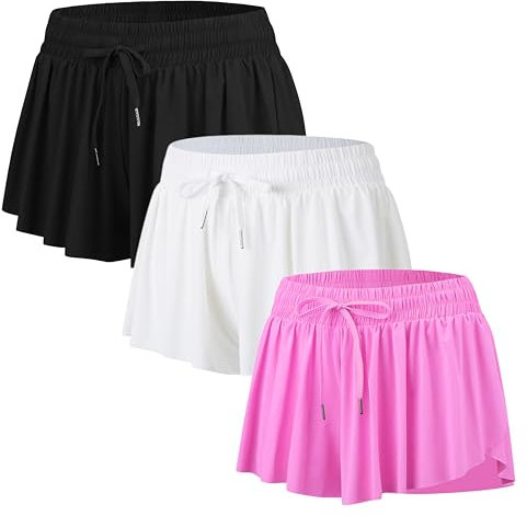 Yknktstc Pantaloncini da spiaggia casual da donna, taglie forti, con elastico in vita, in cotone e lino, con tasche, nero, bianco, fucsia, M