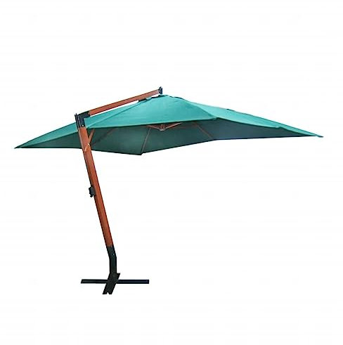 Tidyard Ombrellone,Parasole,a Sbalzo,Verde,Palo,in Legno,300x400 cm,3x4 m,Ombrellone da Sole,Decentrato,Ombrellone da Giardino,Ombrellone da Esterno,Patio,Terrazzo,Piscina,Spiaggia,Mare
