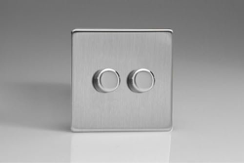 Varilight JDSSM102S V-Pro Smart WiFi Dimmer, acciaio spazzolato senza viti, 120 W max, 2 moduli