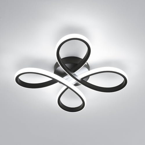 Comely Deckenlampe LED, 30W 3400LM Deckenleuchte Modern, LED Deckenbeleuchtung Flower Form für Balkon Diele Schlafzimmer Wohnzimmer und Esszimmer, Kaltweißes Licht 6500K, Schwarz,30cm