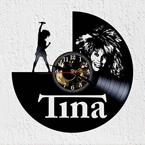 VINY WOODY La Queen of Rock Schallplattenuhr aus Vinyl, Musik Rock and Roll R&B Soul Funk Wanddekoration