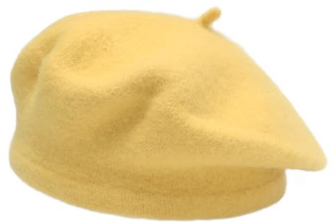 ZLYC Mädchen Klassische Der Französische Künstler Baskenmütze Barett(Gelb)
