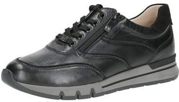 CAPRICE Comfort Damen Sneaker flach aus Leder mit Reißverschluss, Schwarz (Black Comb), 39 EU