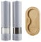 Cooks Professional Electric Salt and Pepper Mill Set with Bamboo Base | Battery Operated Automatic Grinders with Adjustable Grinding & One Touch Operation | Condiment Grinder & Stand | Matt Grey