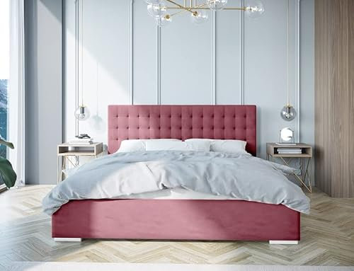 Verona Idee Polsterbett BEJRUT mit Lattenrost Holzrahmen Bettkasten 5 Größen viel Farben Auswahl 180cm x 200cm ROSA