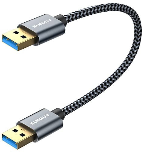 SUNGUY Cable USB 3.0 Tipo A Macho a Tipo A, 0,3 m Cable USB A Macho a USB A Macho 5Gbps para Ordenador, Portátil, Disco Duro SDD, DVD, Cámaras