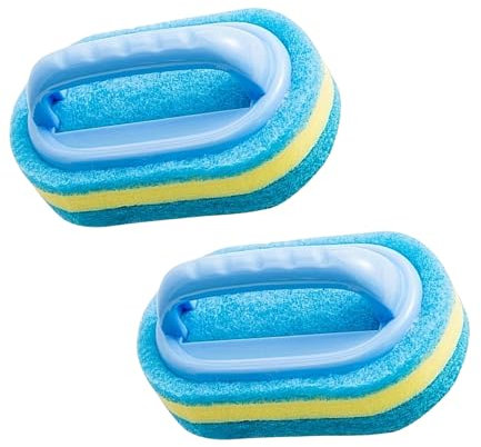 tp TRADEPROVIDER Cepillo de esponja para limpiar cocina, baño, bañera, inodoro, piso de pared de vidrio, cepillo de esponja con mango de fácil agarre, esponja multiusos antiarañazos, cepillo de limpie