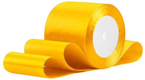 Gelb Satinband 75mm x 22 Meters Stoffbänder für Geschenkverpackungen, Blumensträuße, Kunsthandwerk und Hochzeitsdekoration