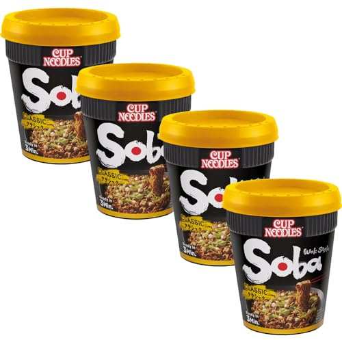 Soba Instant Wok Style Noodles Pot 90g - Instant Wheat Noodles (04 Pots, Classic)