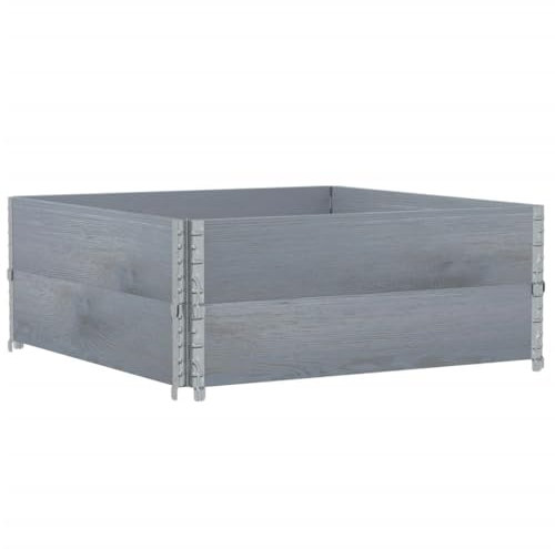 vidaXL Paletten-Aufsatzrahmen 2 STK. Grau 100x100 cm Massivholz Kiefer