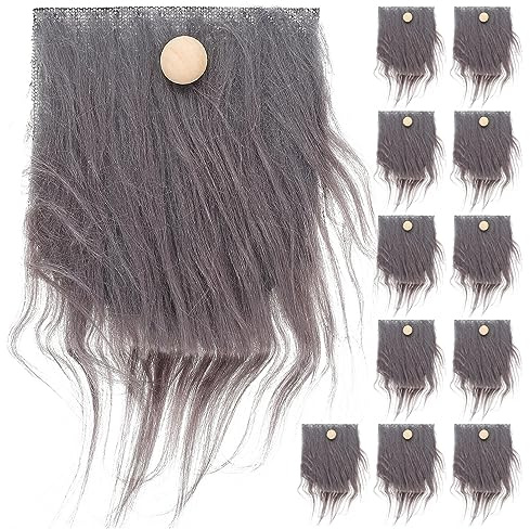 Housoutil Falscher Zwergenbart Graues DIY-Zwergpuppenbärt-Set Mit 12 Holzkugeln Und 12 Bärten Anleitung Zum Basteln Von Zwergenbärten Für Halloween Und Weihnachten