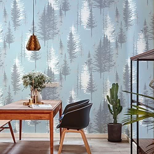 XLMING Printed Woodland Tree Grey Electric 3D Wallpaper Living Room Sofa Bedroom Dining Room Home Decoration Wall-300cm×210cm