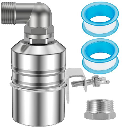 Robinet flotteur automatique 1/2 3/4 1 en acier inoxydable 304 avec tête de conversion 2 bandes de matières premières Valve flottante automatique pour piscines tours d'eau réservoirs d'eau