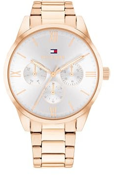 Tommy Hilfiger Orologio Analogico Multifunzione al Quarzo da Donna con Cinturino in Acciaio Inossidabile Color Oro Rosa - 1782747