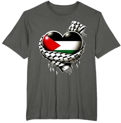 Drapeau palestinien en forme de cœur Keffiyeh Palestine T-Shirt