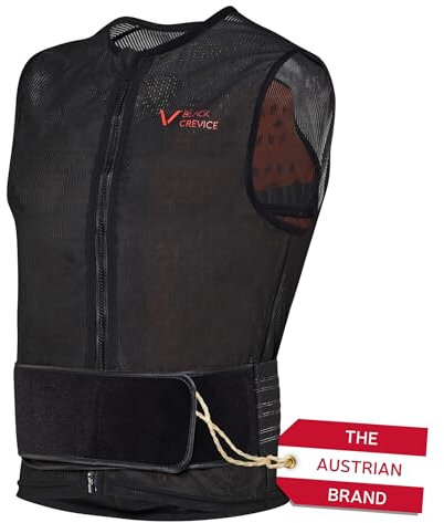 BLACK CREVICE Rückenprotektoren Weste für Kinder, Jugendliche & Erwachsene I Atmungsaktive Weste mit Anti-Shock-Schaum I Verstellbarer Hüftgurt für optimalen Sitz I Versch. Größen (L)
