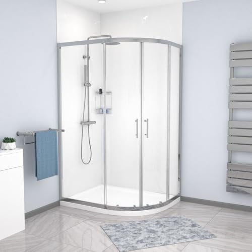 Nes Home RH 1200 x 900mm Chrome Framed Offset Quadrant Shower Enclosure & Tray