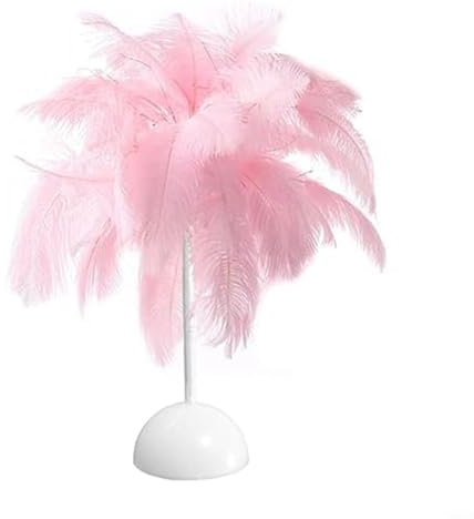 FUBESK Feder-Nachttischlampe, Schlafzimmer-Tischlampe, Mini-Feder-Tischlampe, Tischlampe, Heimdekoration, geeignet für Fotografie-Requisiten (Rosa)