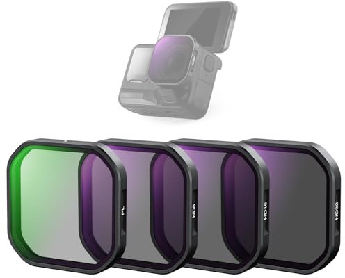 NEEWER 4er Pack ND Polarisationsfilter Set, kompatibel mit Insta360 Ace Pro 2, PL/ND8/ND16/ND32 Graufilter und Polarisationsfilter Kit, Snap On Action Kamera Zubehör, FL-A95