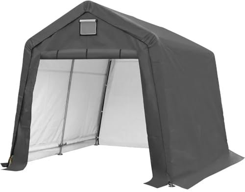GSCLZ Carport PortáTil Exterior Trastero Exterior con Ventilador Enrollable, 10 x 10 pies, Resistente al Agua y a los Rayos UV, Garaje portátil Resistente a la Nieve para Coche, CamióN, Barco