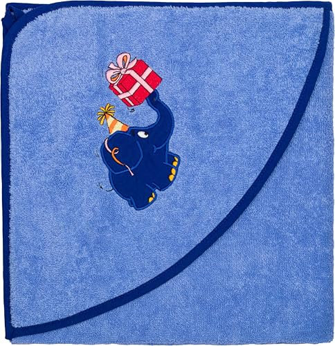 Smithy Kapuzenhandtuch, Blauer Elefant Design, 100 x 100 cm, Die Maus, 100% Baumwolle