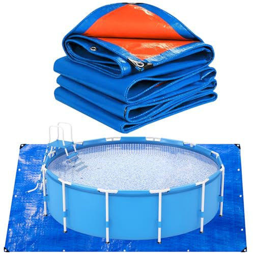 succulentlovers 4,5 x 4,5 m quadratisches Schwimmbad-Bodentuch, Poolmatte für oberirdischen Pool, robuste Outdoor-Poolplane für unter dem Pool, verhindert Durchstiche, um die Lebensdauer der Folie zu