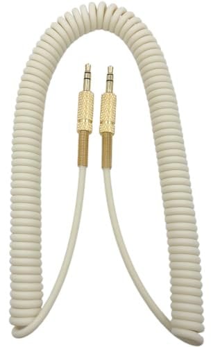 NewTH Replacement Audio Cable Compatible with Marshall Major1/2/3 Action II Stanmore II Stockwell Woburn II Wireless Speakers 3.5mm Male to Male Stereo Jack Cord 2 Ft (White)